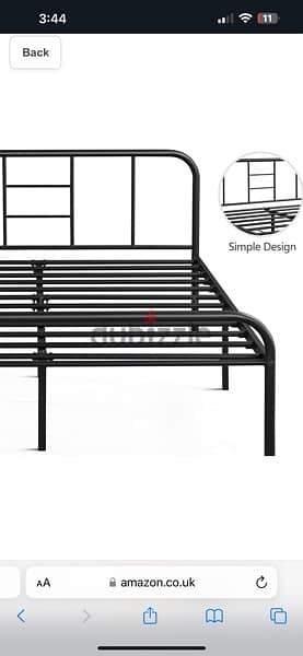 Black Metal Double Bed 4ft6 Iron Bed Frame with Curved Headboard 2