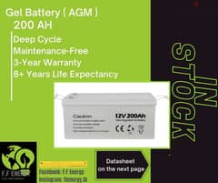 AGM gel battery 200AH