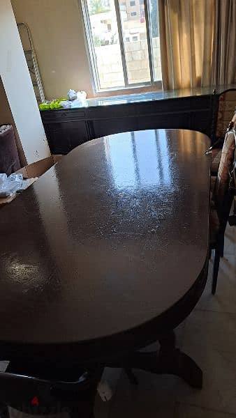 طاولة سفرة ٨ مقاعد مع دورسوار  خشب زين 1