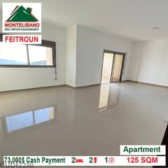 73,000$ Cash Payment!! Apartment for sale in Feitroun!!
