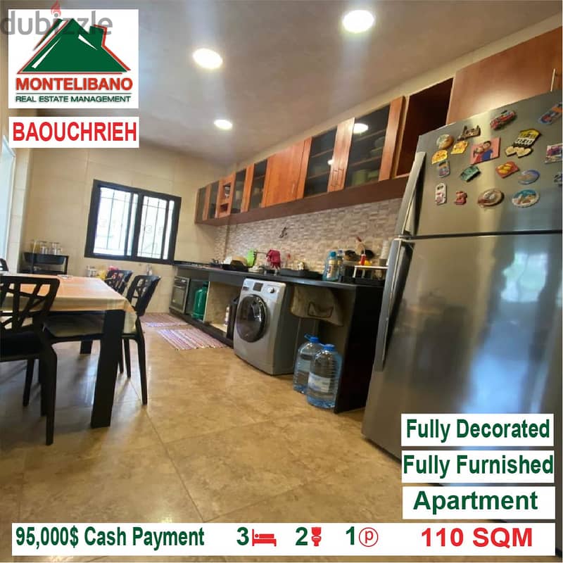 95,000$ Cash Payment!! Apartment for sale in Baouchrieh!! 3