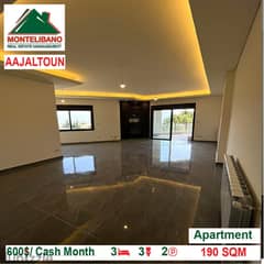 600$/Cash Month!! Apartment for rent in Aajaltoun!!