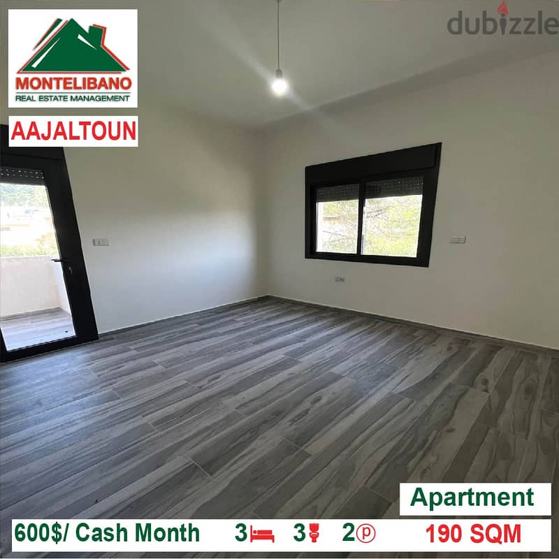 600$/Cash Month!! Apartment for rent in Aajaltoun!! 2