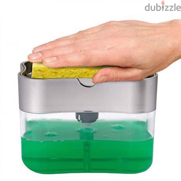 Liquid soap dispenser pump with sponge scrub holder 1