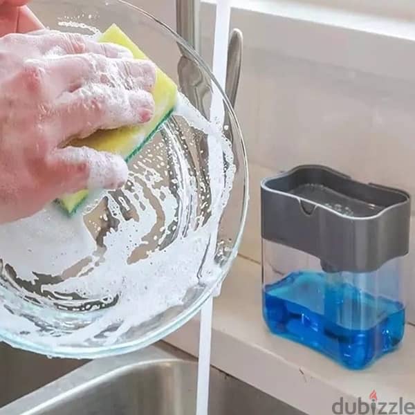 Liquid soap dispenser pump with sponge scrub holder 2