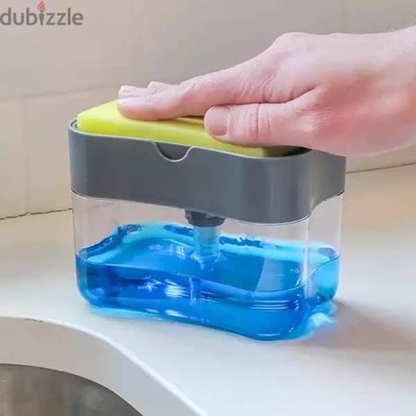 Liquid soap dispenser pump with sponge scrub holder 3