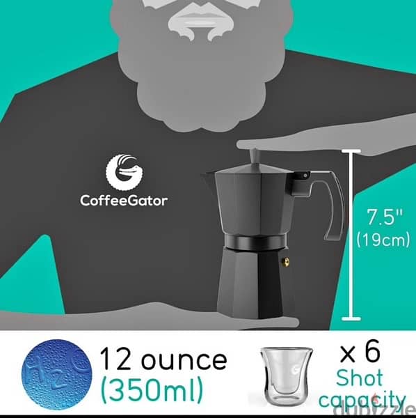 Coffee Gator Moka Pot - 6 Cup, Stovetop Espresso Maker 1