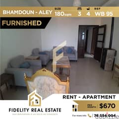 Furnished apartment for rent in Bhamdoun Aley WB95