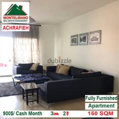 900$/Cash Month!! Apartment for rent in Achrafieh!!
