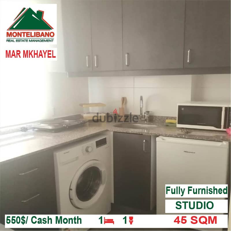 550$/Cash Month!! Studio for rent in Mar Mkhayel!! 1