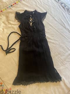 Teal black silk dress 0