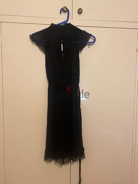 Teal black silk dress 1