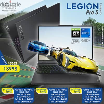 LENOVO LEGION PRO 5 CORE i7-13700HX RTX 4070 240HZ QHD+ GAMING LAPTOP