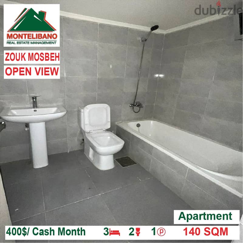400$/Cash Month!! Apartment for rent in Zouk Mosbeh!! Open View!! 4