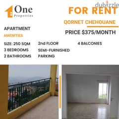 SEMI-FURNISHED Apartment for RENT,in QORNET CHEHOUANE / METN.