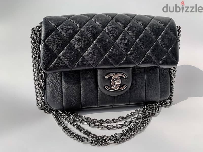 Chanel Black Quilted multi chain Flap Handbag 1