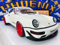 1/18 diecast GT Spirit Porsche 911 RWB 964 HOONIGAN Wht/Red Rims.
