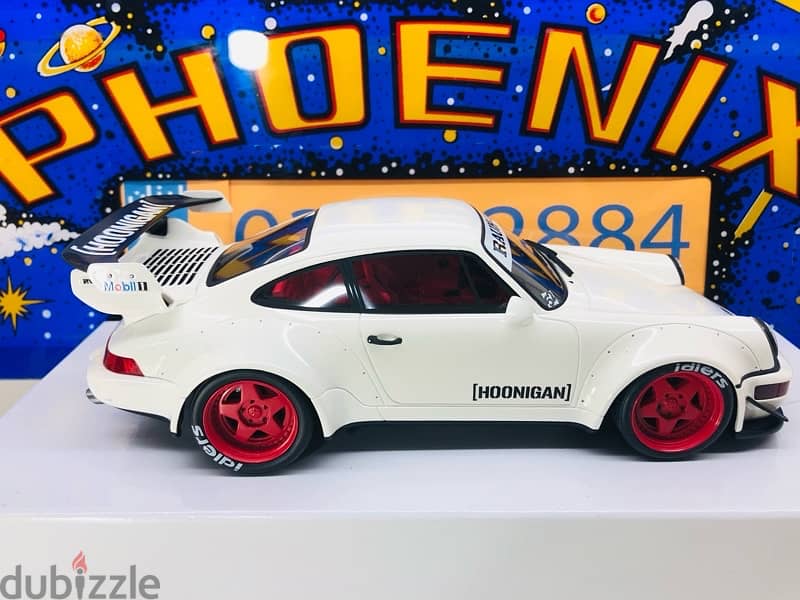 1/18 diecast GT Spirit Porsche 911 RWB 964 HOONIGAN Wht/Red Rims. 5