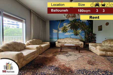 Ballouneh 180m2 | Upgraded Flat | Prime Location | Rent | View |TO