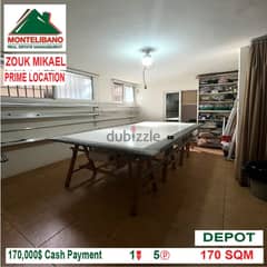 170,000$ Cash Payment!! Depot for sale in Zouk Mikael!!