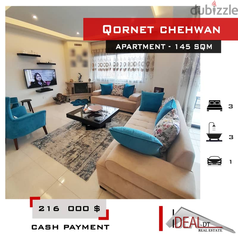Apartement for sale in Qornet chehwan 145 sqm REF#AG20143 0