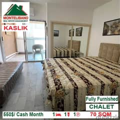 550$/Cash Month!! Chalet for rent in Kaslik!!
