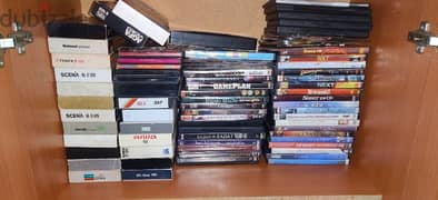 collection of DVD movies and cassettes