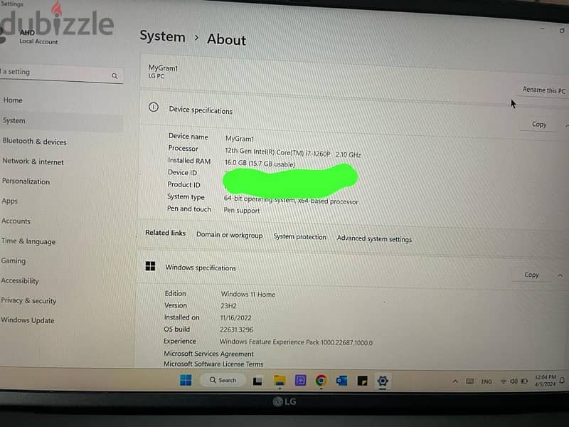 OFFER! Lg gram core i7 12gen 16gb ram 1tb ssd like new great condition 4