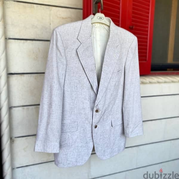 DAVID TAYLOR White Linen Vintage Luxury Blazer Jacket. 2