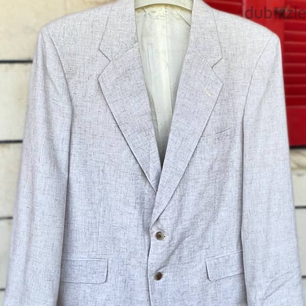 DAVID TAYLOR White Linen Vintage Luxury Blazer Jacket. 3