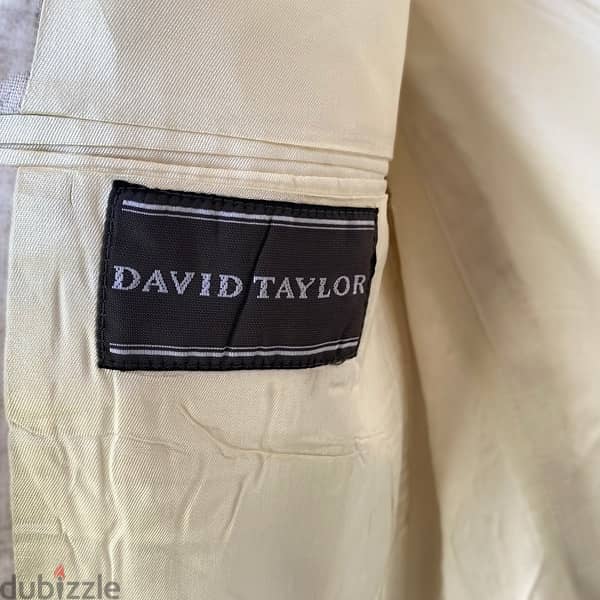 DAVID TAYLOR White Linen Vintage Luxury Blazer Jacket. 4