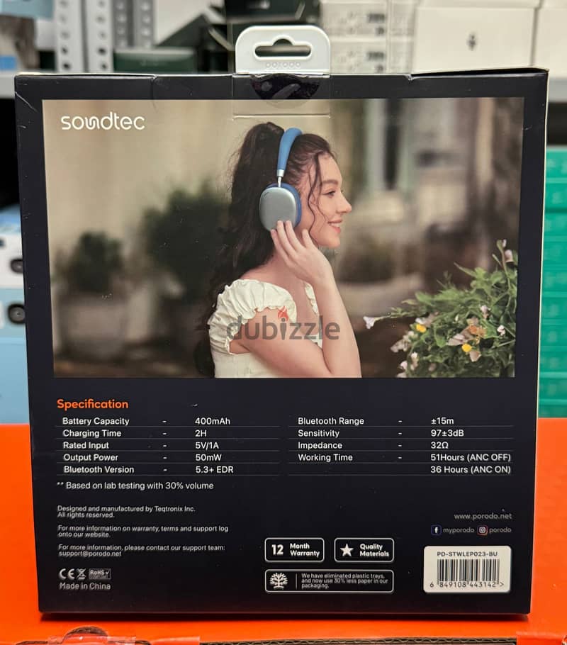 Porodo soundtec ANC Max Wireless Headphone blue 1
