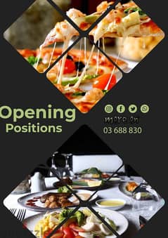 Opening Positions at Janna Sur Mer. Please call 03 688 830 foring 0