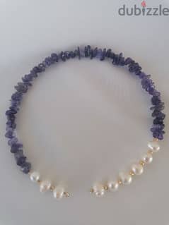 amethyst stones and pearls open necklace 0