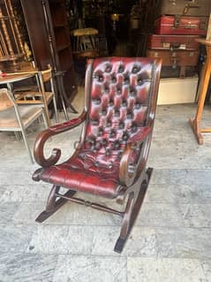 chesterfield rocking chairs originalكرسي هزاز انجليزي جلد طبيعي