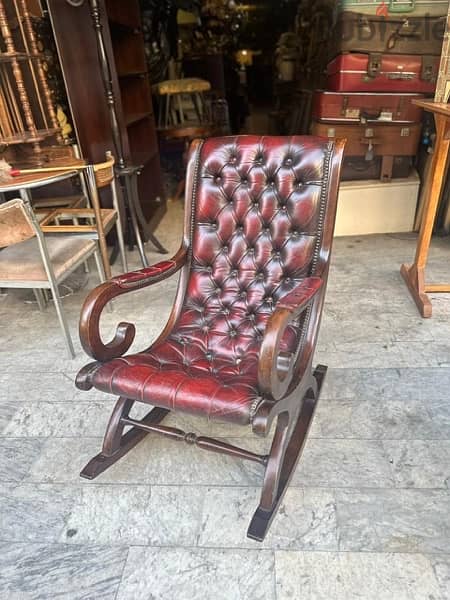 chesterfield rocking chairs originalكرسي هزاز انجليزي جلد طبيعي 1