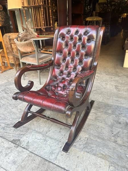 chesterfield rocking chairs originalكرسي هزاز انجليزي جلد طبيعي 3