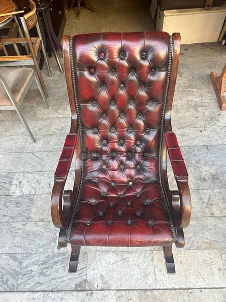 chesterfield rocking chairs originalكرسي هزاز انجليزي جلد طبيعي 6