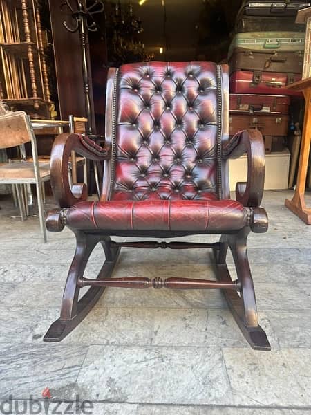 chesterfield rocking chairs originalكرسي هزاز انجليزي جلد طبيعي 8