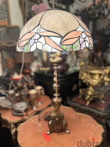 Tiffany&bronze lamp antiqueلمبادير تفاني قاعدة برونز انتيك 1