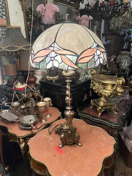 Tiffany&bronze lamp antiqueلمبادير تفاني قاعدة برونز انتيك 5