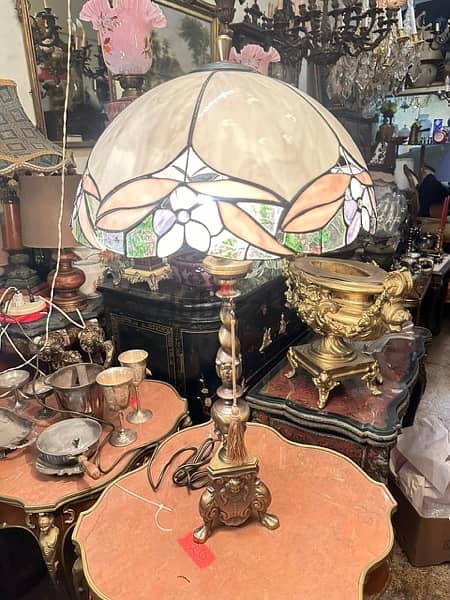 Tiffany&bronze lamp antiqueلمبادير تفاني قاعدة برونز انتيك 6