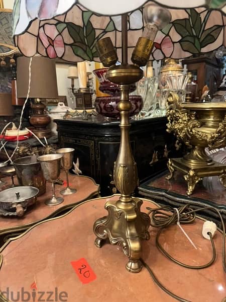 Tiffany&bronze lamp antiqueلمبادير تفاني قاعدة برونز انتيك 7