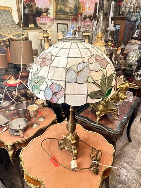Tiffany lampلمبادير برونز حجم كبير طربوش تيفاني القديم الأصلي 2