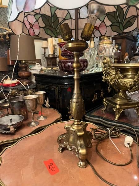 Tiffany lampلمبادير برونز حجم كبير طربوش تيفاني القديم الأصلي 5