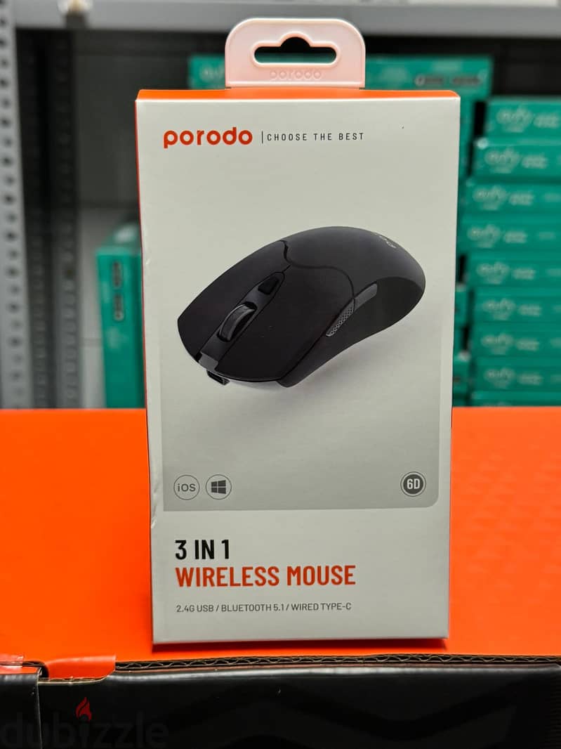 Porodo 3 in 1 wireless mouse 0