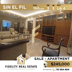 Apartment for sale in Sin el Fil LA4 0