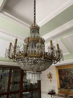 antique frensh chandelier crystal baccaratفرنسية برونز و بكارا 0