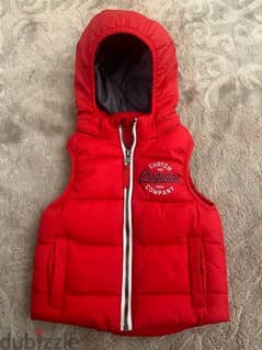h&m red padded gilet 0