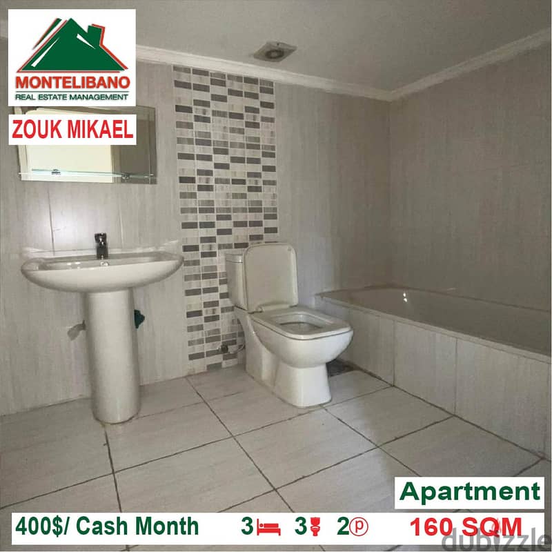 400$/Cash Month!! Apartment for rent in Zouk Mikael!! 4